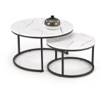 Dwa stoliki z okrągłym blatem biały marmur