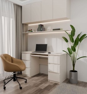 Kompaktowe biurko z szufladami kaszmir