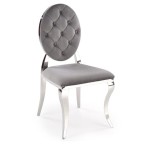 Eleganckie srebrne krzesło glam z szarym