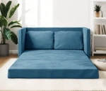Niebieska sofa podłogowa z poduszkami