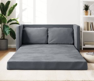 Ciemnoszara rozkładana sofa podłogowa