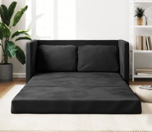 Czarna sofa podłogowa z funkcją spania