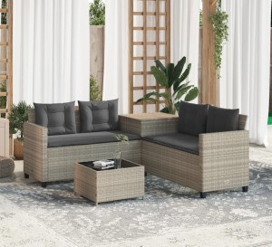 Narożnik ogrodowy ze stolikiem jasnoszary