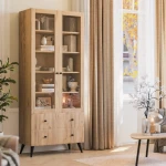 Wysoka witryna z szufladami dąb craft