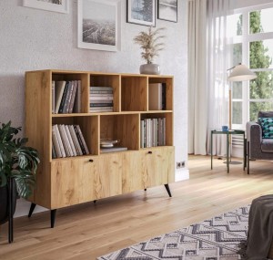 Designerski regał na książki z szafką