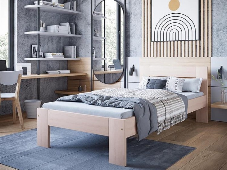 drewniane-łóżko-w-aranżacji-młodzieżowej