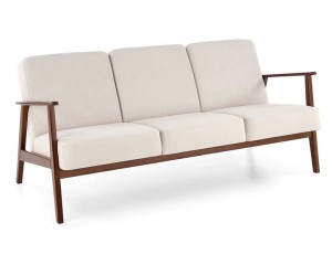Jasnobeżowa sofa do salonu retro