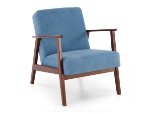 Niebieski drewniany fotel vintage