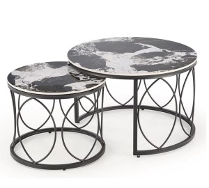 Komplet okrągłych ław czarny marmur