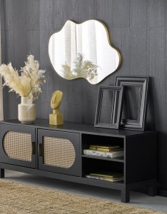 Designerskie lustro ścienne w złotej ramie