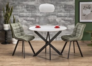 Okrągły stół kuchenny ⌀100 cm biały marmur