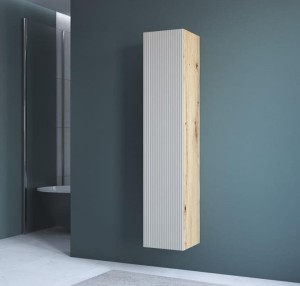 Wąski słupek łazienkowy z półkami artisan