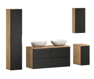 Duży komplet mebli wiszących do łazienki loft