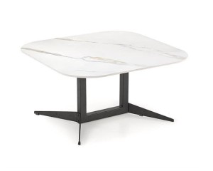 Kwadratowa ława do salonu biały marmur