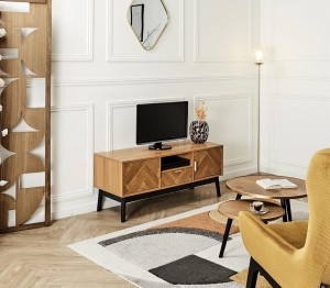 Szafka pod telewizor w stylu retro jodełka