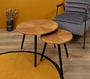 Okrągłe stoliki kawowe vintage orzech
