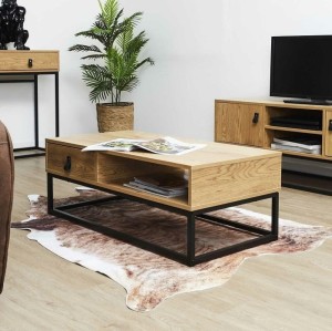 Industrialna ława do salonu z szufladą