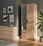 Dwudrzwiowa szafa z lustrem i szufladami sonoma