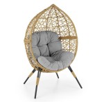 Pleciony fotel ogrodowy z poduszką boho