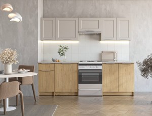 Komplet mebli kuchennych kaszmir/drewno 240 cm