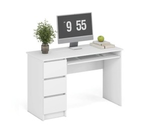 Białe biurko komputerowe z szufladą na klawiature