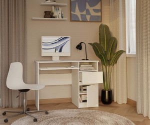 Małe biurko z szafką i szufladą biel