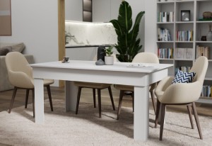 Nierozkładany biały duży stół 160x80 cm do jadalni