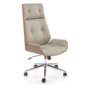 Elegancki fotel gabinetowy beż z orzechem