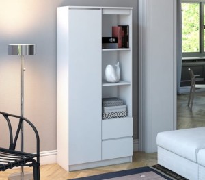 Regał półotwarty 180x80cm biały szuflady