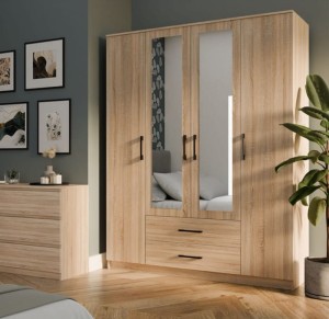 Duża szafa na ubrania z lustrem sonoma
