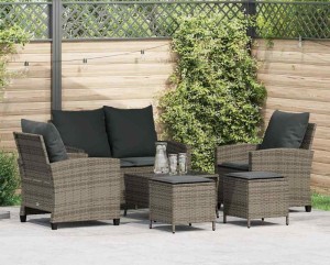 Szary komplet mebli na taras polirattan