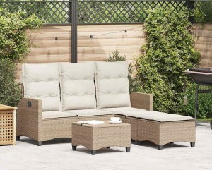 Narożnik ogrodowy ze stolikiem beż