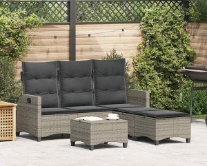 Sofa narożna z podnóżkami i stolikiem na taras