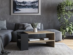 Loftowa ława kawowa z półkami 100x55cm