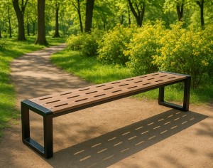 Miejska ławka bez oparcia z tworzywa HPL 175 cm