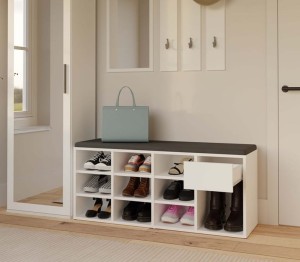 Biała szafka na buty z szufladą 110x35 cm