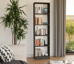 Antracytowy regał na książki i ozdoby