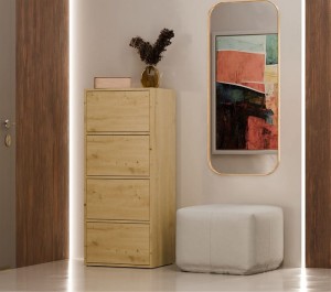 Wąska szafka z półkami dąb artisan