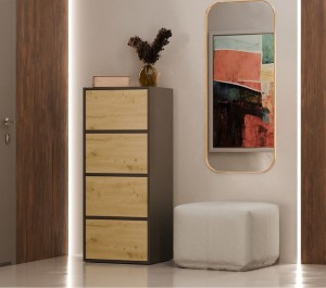 Wąska komoda z drzwiczkami antracyt/artisan