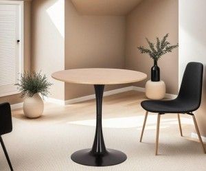 Loftowy stół kuchenny na nodze dąb z czarnym