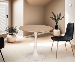 Okrągły stół na nodze do małej kuchni