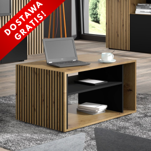 Prostokątna ława do salonu z półką artisan lamele