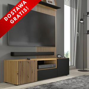 Designerska szafka na TV artisan z czarnym 150 cm