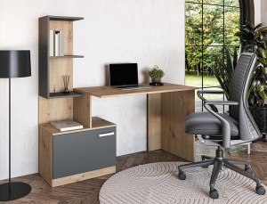 Loftowe biurko z regałem i szafką artisan