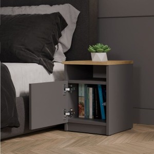 Loftowa szafka nocna antracyt z dębem