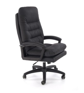 Czarny fotel gabinetowy na kółkach