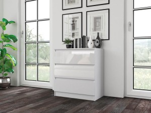 Komoda biel połysk 3 szuflady 70x75x40cm