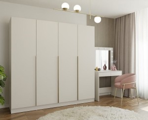 Duża szafa do sypialni kaszmir ze złotymi uchwytami