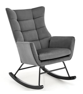 Szary fotel na biegunach do salonu