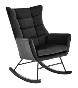 Czarny fotel uszak na biegunach